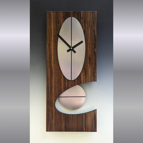 Click to view detail for LL-010 Clock, Walnut 24 with Steel Oval 24x10 $447